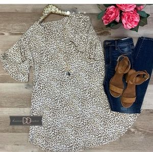 Animal print flutter sleeve top